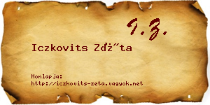 Iczkovits Zéta névjegykártya